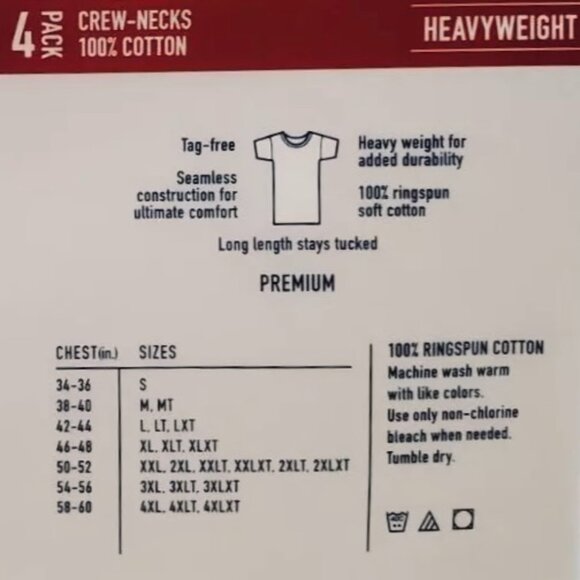STAFFORD Men's 4 Pack Heavy Weight Crews NIP Size 2XLT - Picture 2 of 5